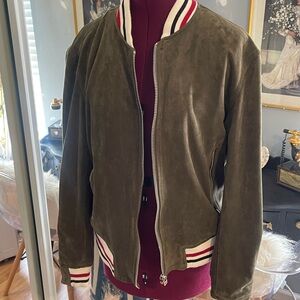 Blank NYC Olive Suede Bomber Jacket